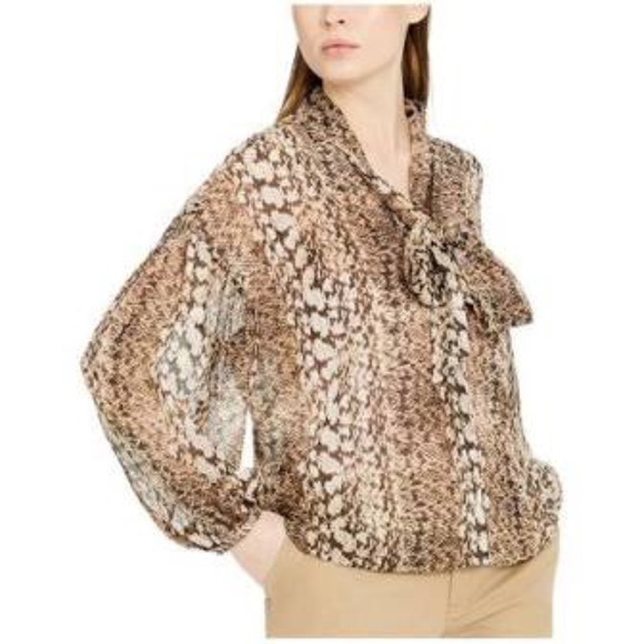 INC Chiffon Metallic Button-Down Top - Picture 1 of 9